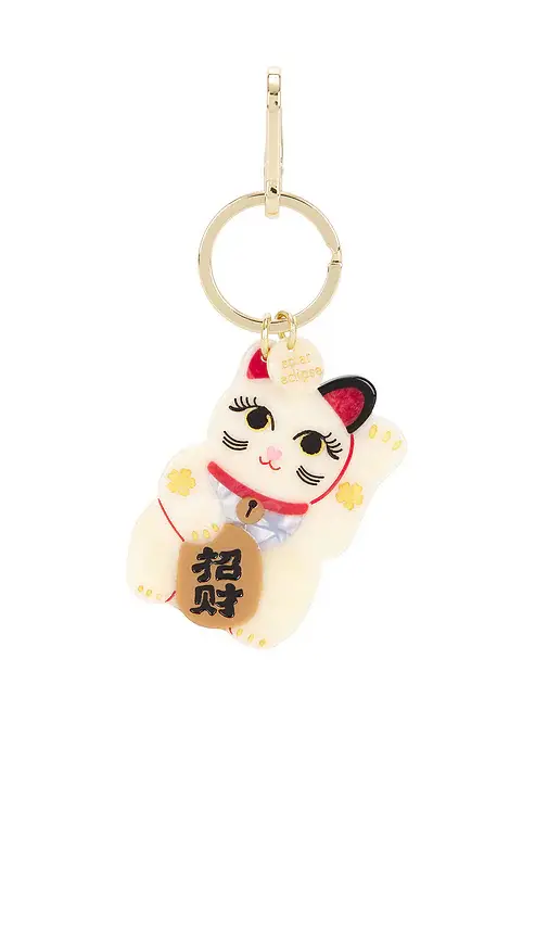 Solar Eclipse Hand-Painted Maneki-Neko Cat Bag Charm & Keychain