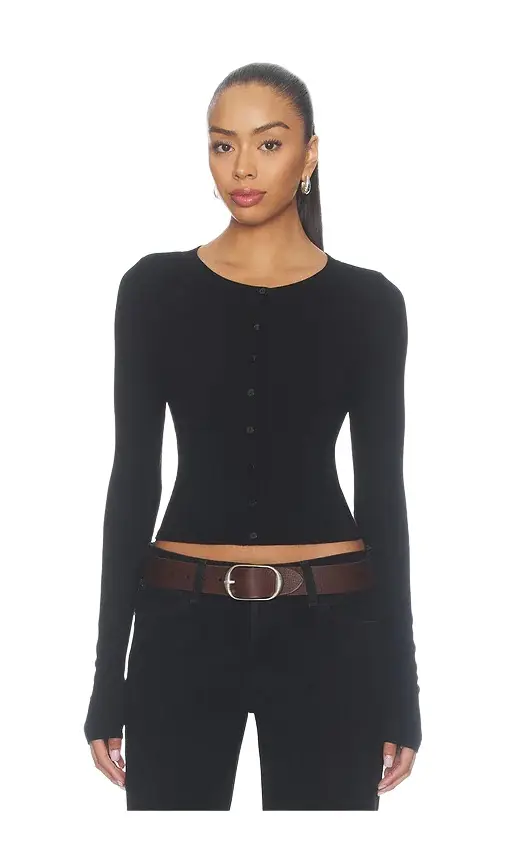 ENZA COSTA Silk Rib Essential Cardigan