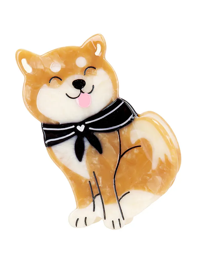 Solar Eclipse Hand-Painted Shiba Inu Claw Hair Clip