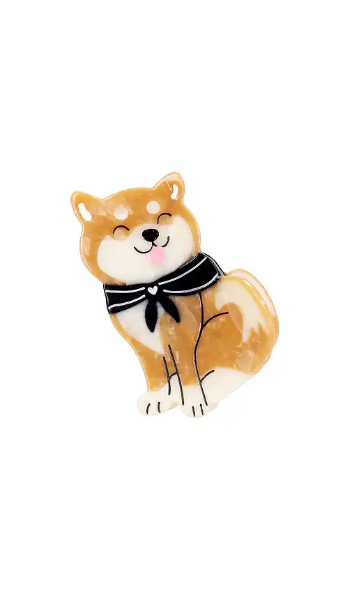 Solar Eclipse Hand-Painted Shiba Inu Claw Hair Clip