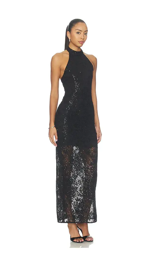 Alice + Olivia Alice + Olivia Koi Embellished Lace Halter Maxi Dress With Back Slit | Thumbnail 2 Alice + Olivia Alice + Olivia Koi Embellished Lace Halter Maxi Dress With Back Slit | Thumbnail 2