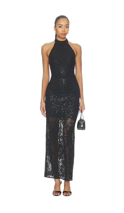 Alice + Olivia Alice + Olivia Koi Embellished Lace Halter Maxi Dress With Back Slit
