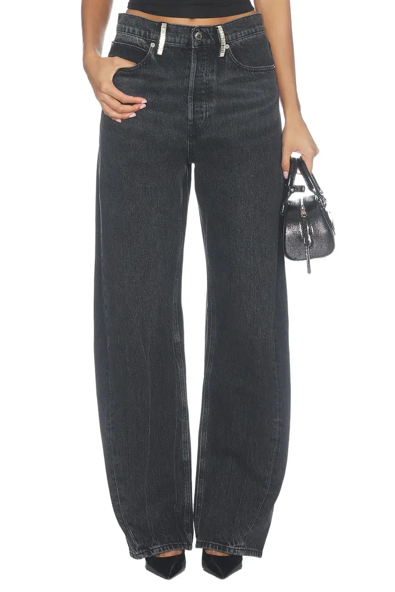 Float Mid Rise Relaxed Jeans With Crystal Beltloops