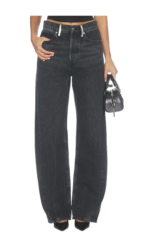 Float Mid Rise Relaxed Jeans With Crystal Beltloops