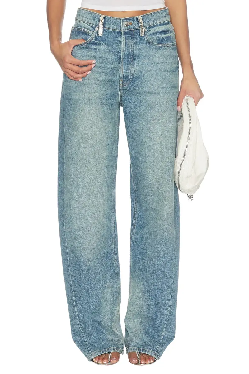 Float Mid Rise Relaxed Jeans With Crystal Beltloops Float Mid Rise Relaxed Jeans With Crystal Beltloops