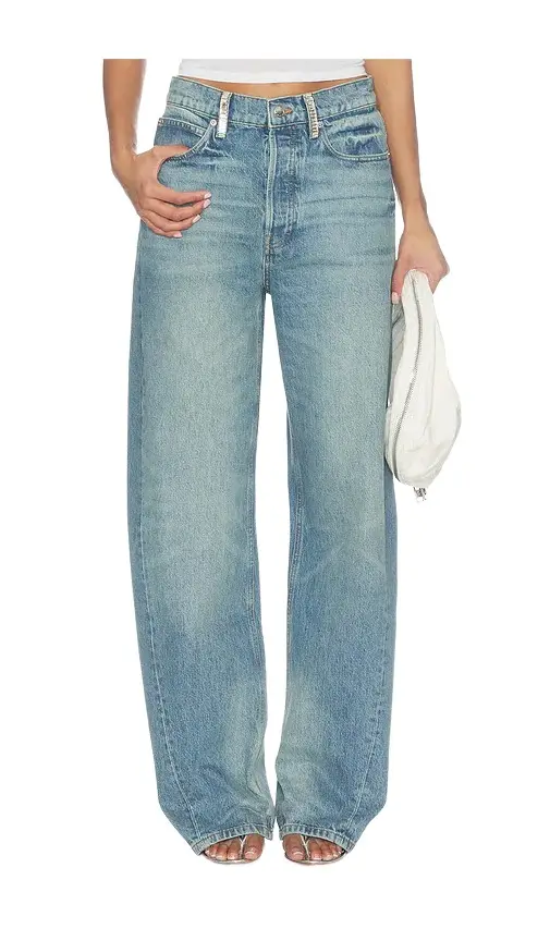 Float Mid Rise Relaxed Jeans With Crystal Beltloops Float Mid Rise Relaxed Jeans With Crystal Beltloops