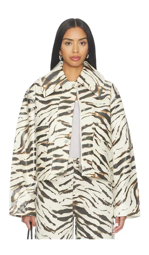 Printed Laminated Cotton Canvas Barn Jacket Printed Laminated Cotton Canvas Barn Jacket