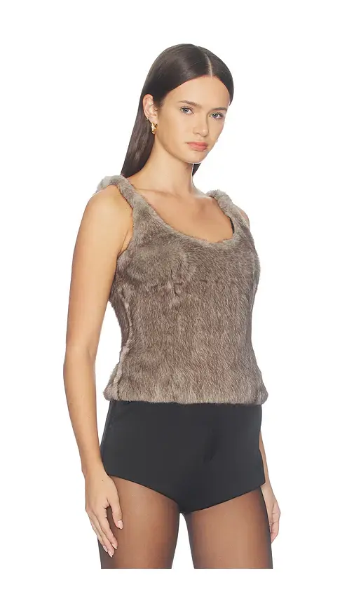 Alexander Wang Faux Fur Fitted Tank Top | Thumbnail 2 Alexander Wang Faux Fur Fitted Tank Top | Thumbnail 2