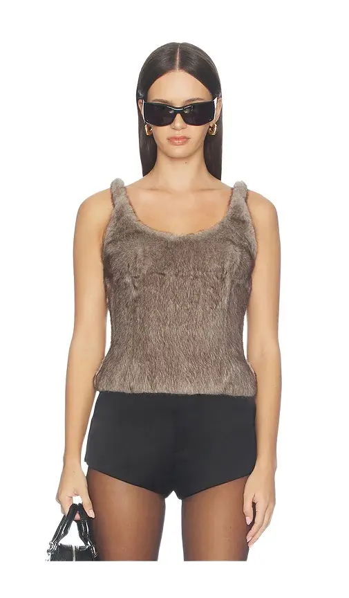 Alexander Wang Faux Fur Fitted Tank Top