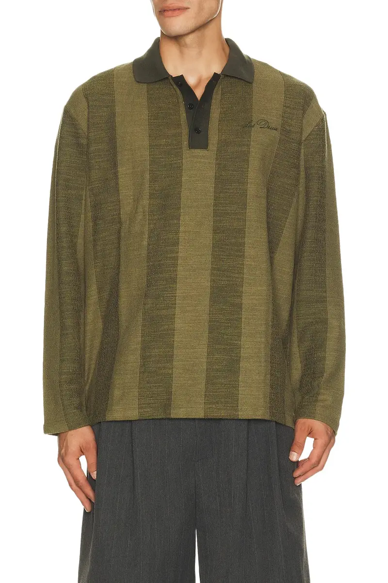 Striped Jacquard Long Sleeve Polo Striped Jacquard Long Sleeve Polo