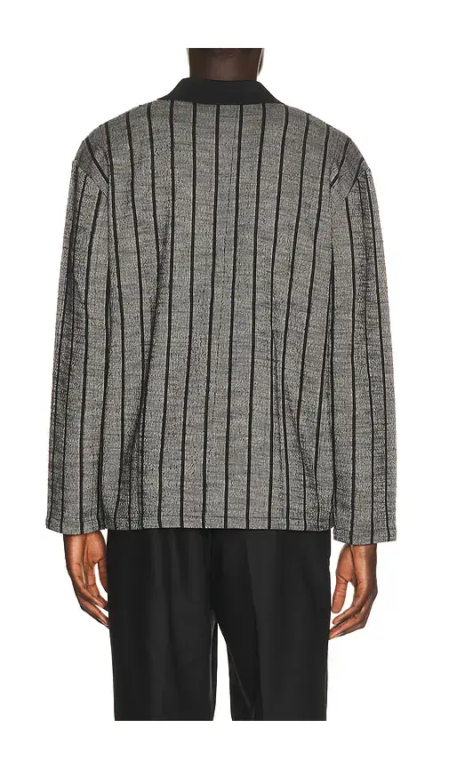Les Deux Pinstriped Jacquard Long Sleeve Polo | Thumbnail 2 Les Deux Pinstriped Jacquard Long Sleeve Polo | Thumbnail 2