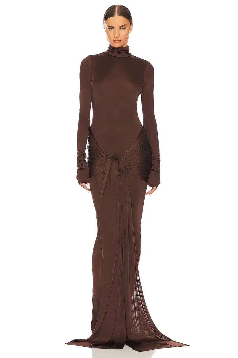 Helsa Slinky Jersey Sarong Maxi Dress