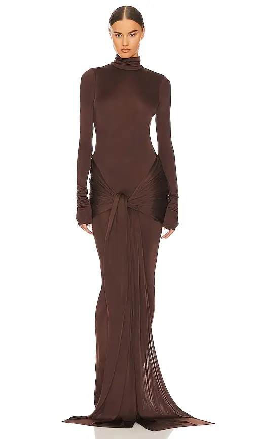 Slinky Jersey Sarong Maxi Dress