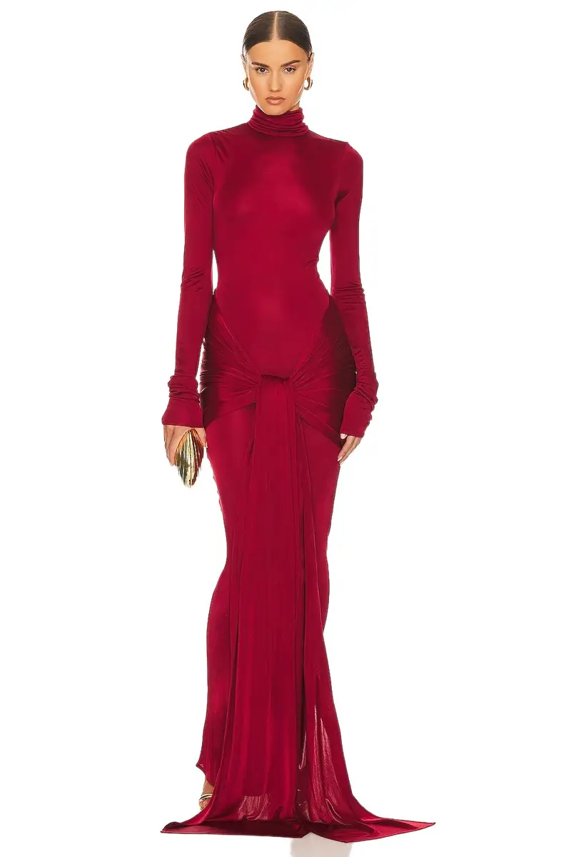 Helsa Slinky Jersey Sarong Maxi Dress
