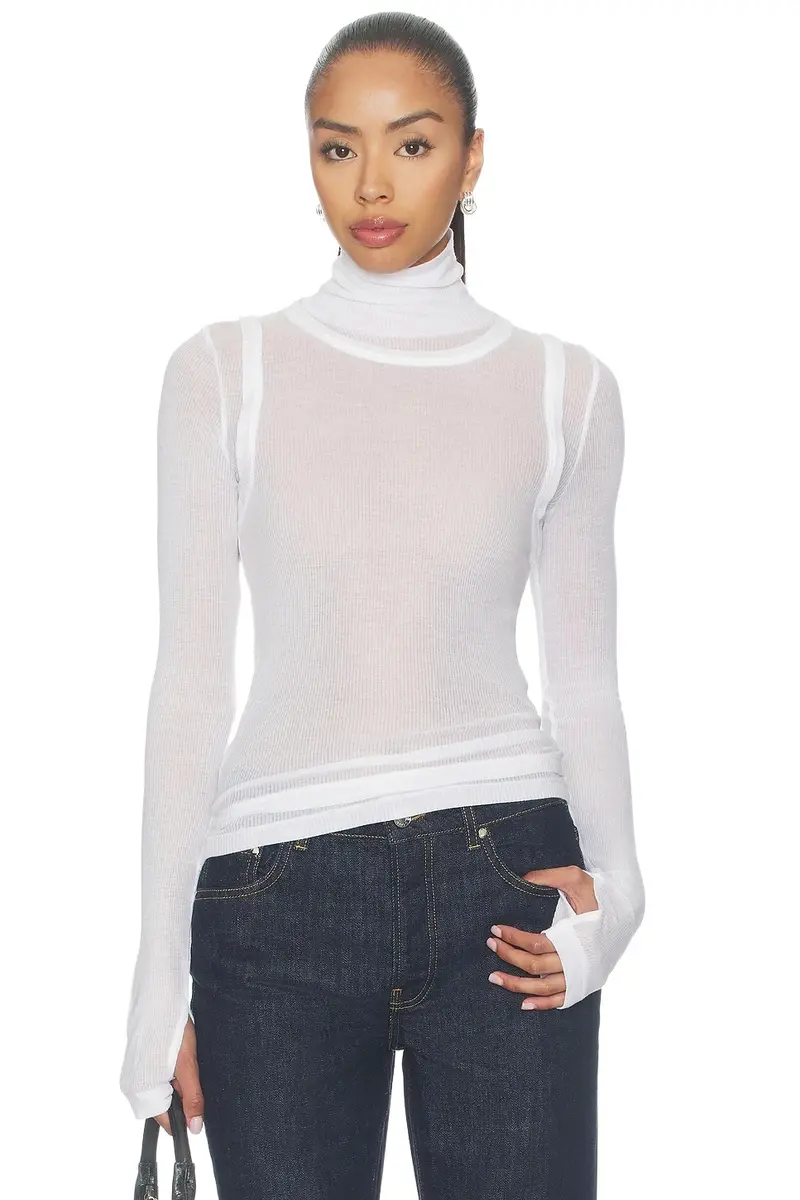 Helmut Lang Layer Long Sleeve Neck Sheer
