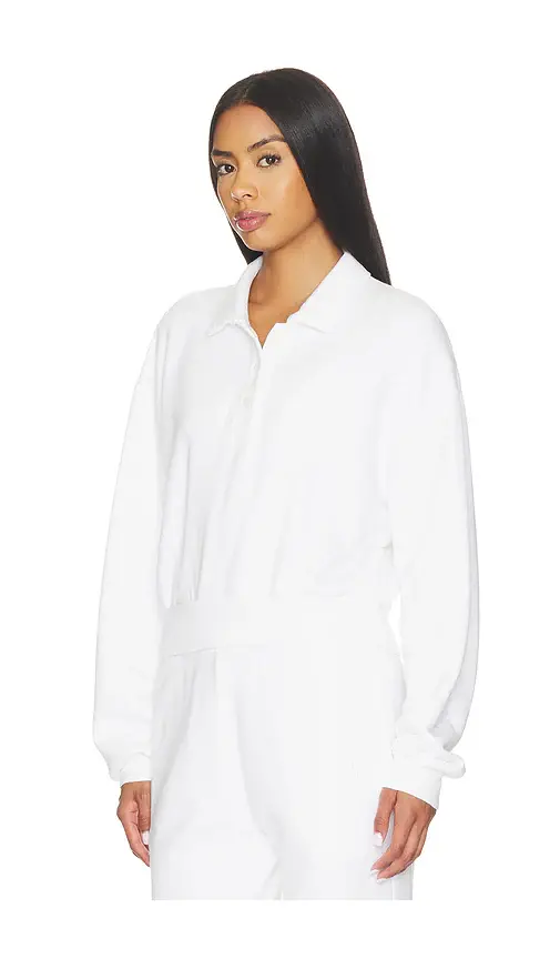 ÉTERNE French Terry Cropped Polo Sweatshirt | Thumbnail 2 ÉTERNE French Terry Cropped Polo Sweatshirt | Thumbnail 2