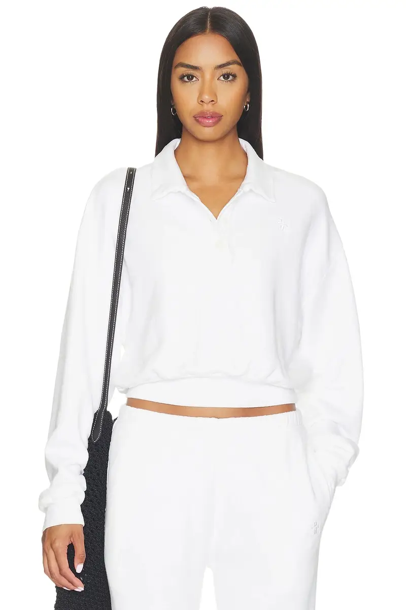 French Terry Cropped Polo Sweatshirt French Terry Cropped Polo Sweatshirt
