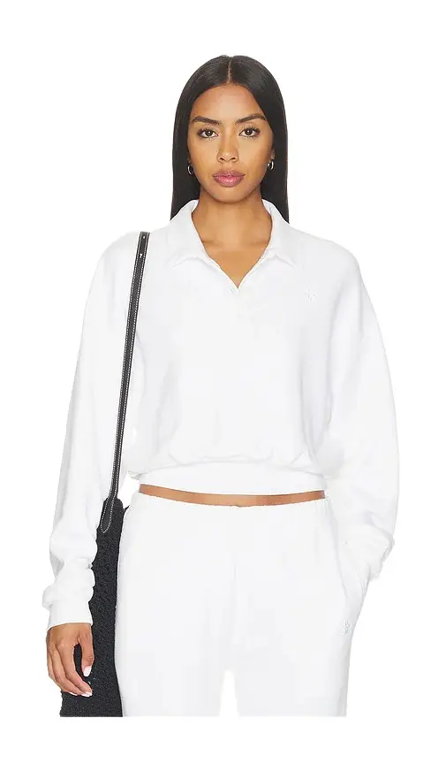 French Terry Cropped Polo Sweatshirt French Terry Cropped Polo Sweatshirt
