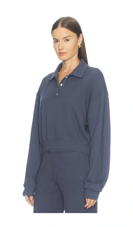 ÉTERNE French Terry Cropped Polo Sweatshirt | Thumbnail 2 ÉTERNE French Terry Cropped Polo Sweatshirt | Thumbnail 2