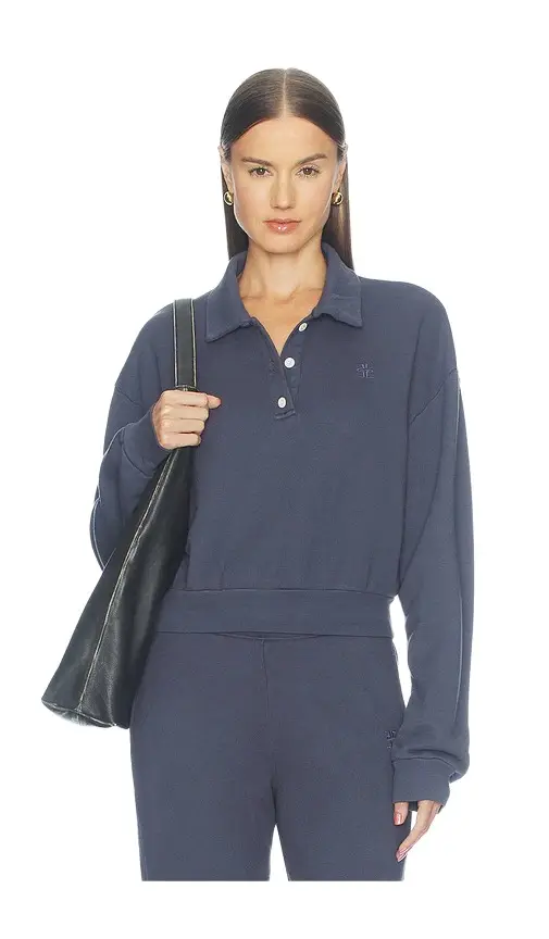 French Terry Cropped Polo Sweatshirt French Terry Cropped Polo Sweatshirt