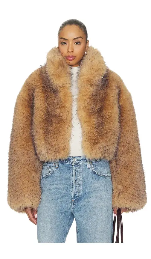 ROTATE Faux Fur Crop Jacket