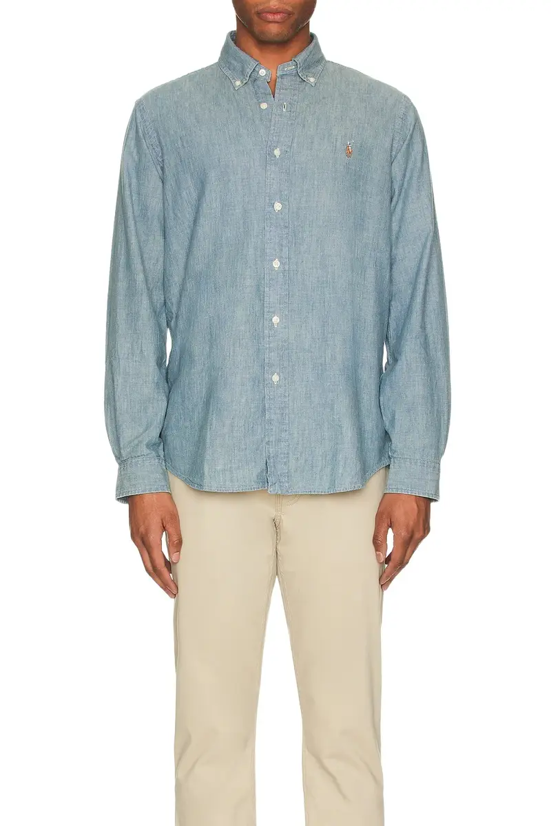 Long Sleeve Chambray Sport Shirt Long Sleeve Chambray Sport Shirt