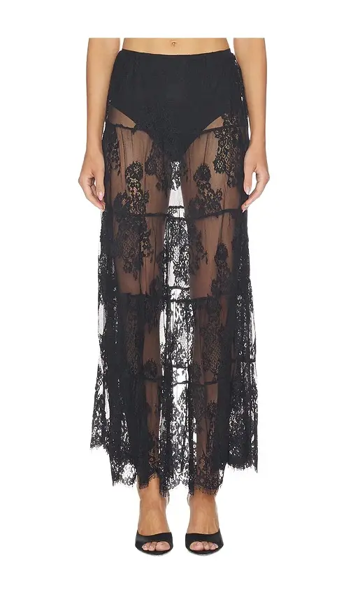Runaway The Label Enola Tiered Lace Maxi Skirt