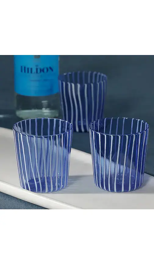 The Favorites Marina White Stripe Glass Tumbler Set Of 6 | Thumbnail 2