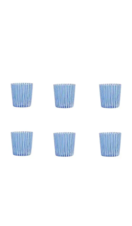 The Favorites Marina White Stripe Glass Tumbler Set Of 6