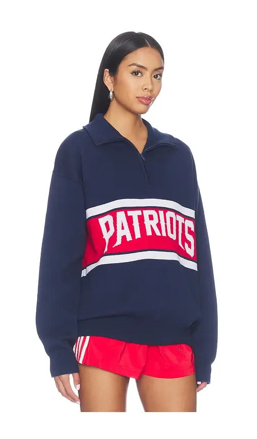 Terez New England Patriots Team Stripe Quarter Zip Sweater | Thumbnail 2