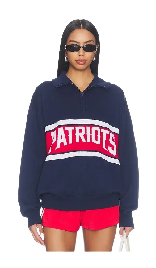 New England Patriots Team Stripe Quarter Zip Sweater New England Patriots Team Stripe Quarter Zip Sweater