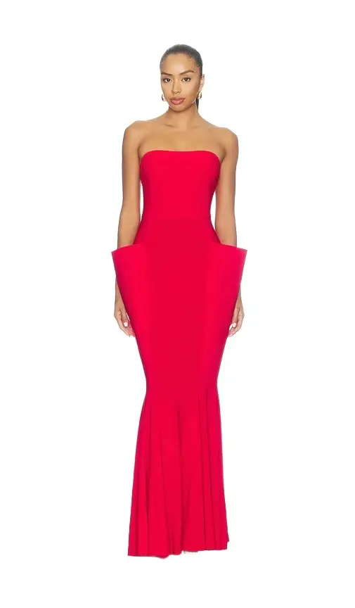 Norma Kamali Strapless Wing Fishtail Gown