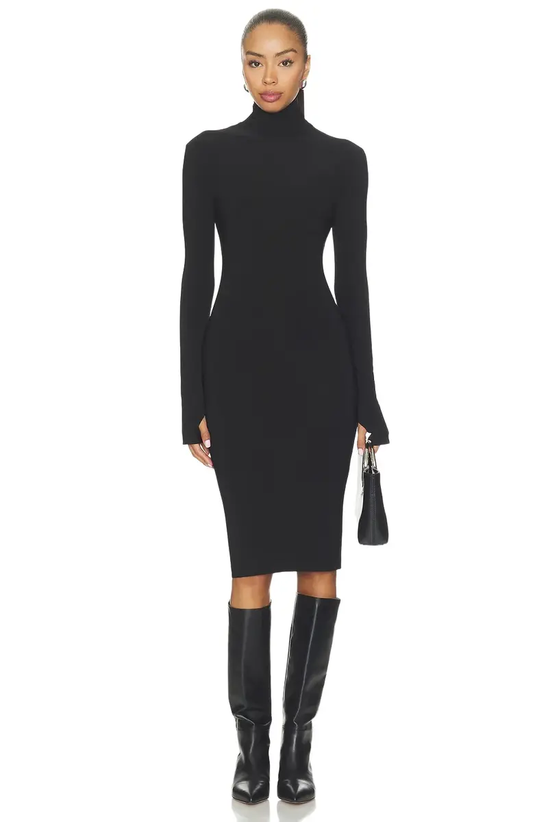 Norma Kamali Long Sleeve Turtleneck Dress