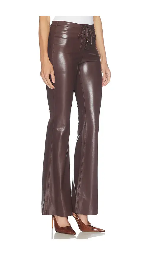 Alice + Olivia Alice + Olivia Ravyn Faux Leather Lace Up Bootcut Pant | Thumbnail 2