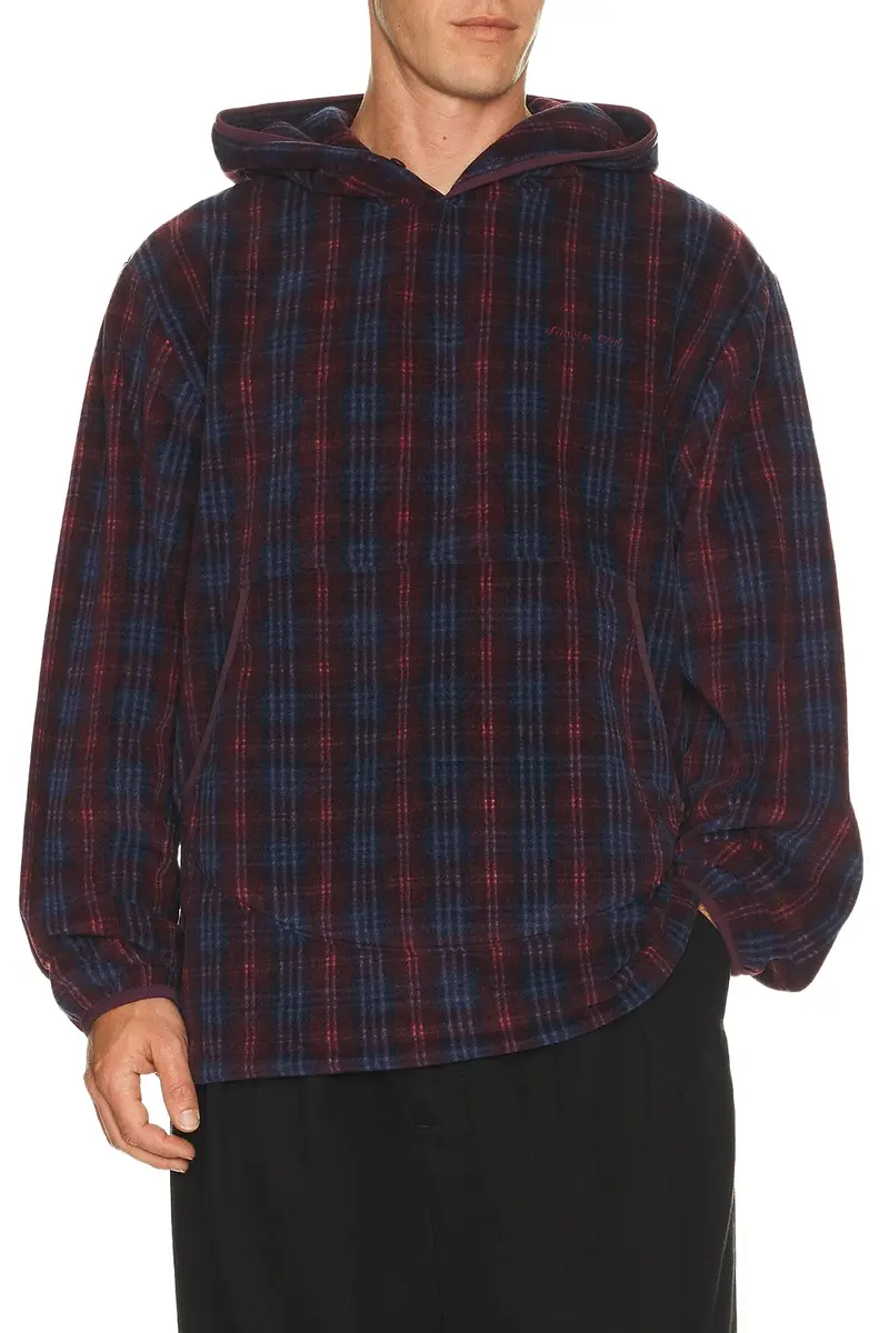 KAPPY DESIGN Fleece Check Button Hoodie