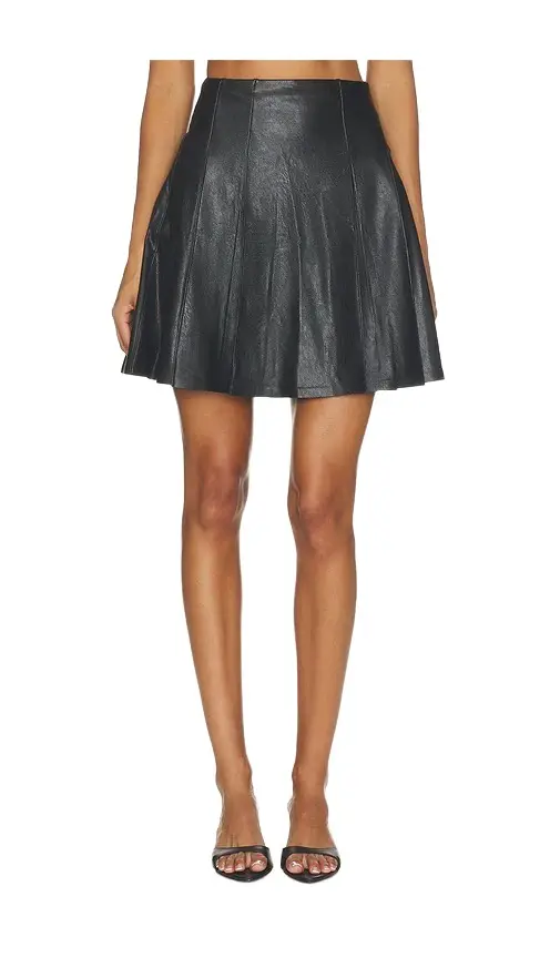 Faux Leather Pleated Mini Skirt