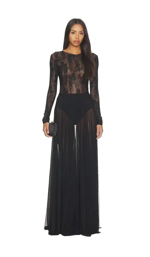 Long Sleeve Crew Flared Gown Long Sleeve Crew Flared Gown