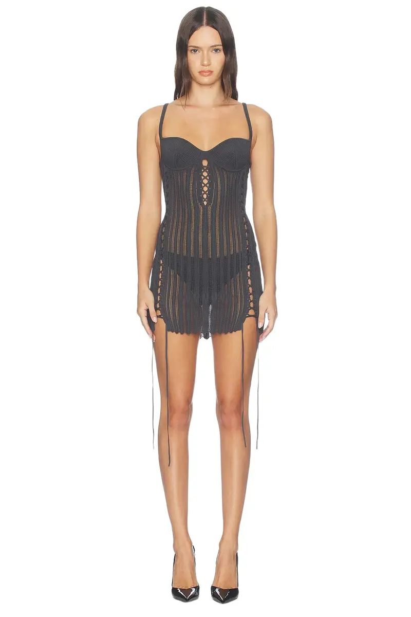 Laced Chevron Layered Mini Dress Laced Chevron Layered Mini Dress