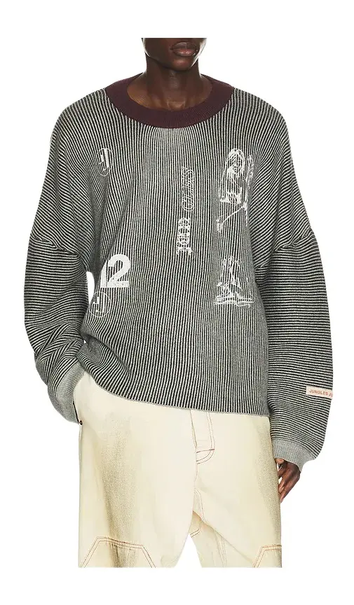 Jungles Sketches Two Tone Rib Knit Sweater