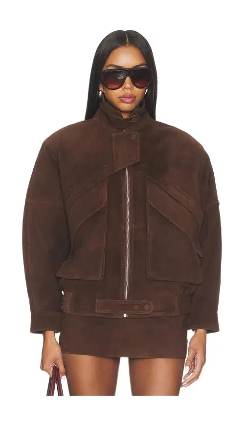 Aexae Lamb Leather Suede Aviator Jacket