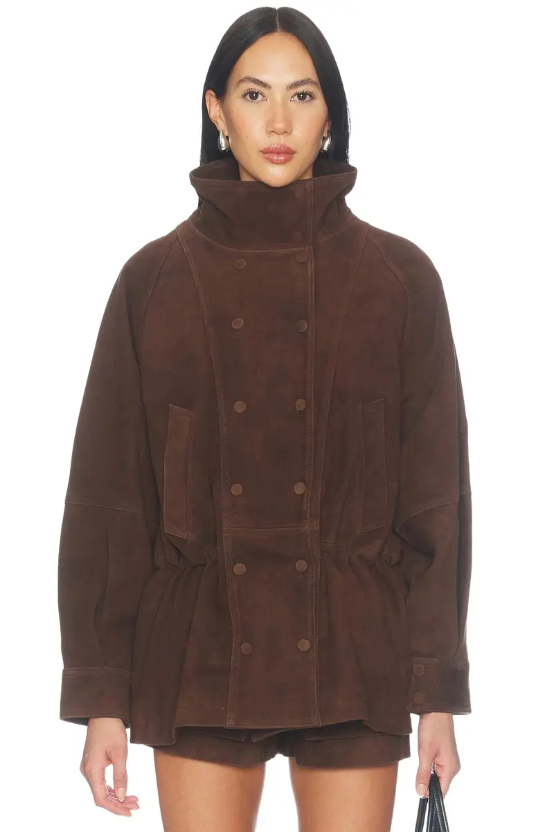 Lamb Leather Suede Cinched Mid Jacket Lamb Leather Suede Cinched Mid Jacket