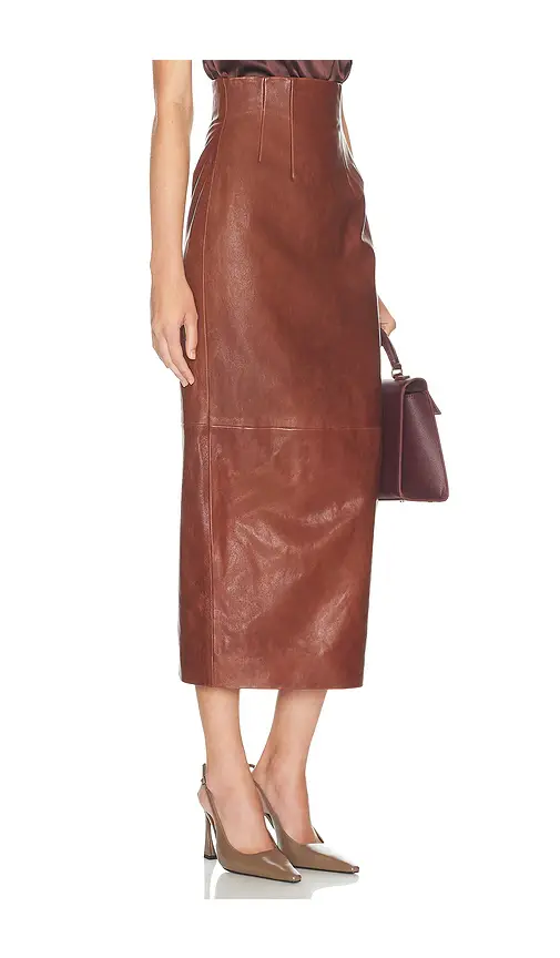 Helsa The Svelte Leather Midi Skirt | Thumbnail 2