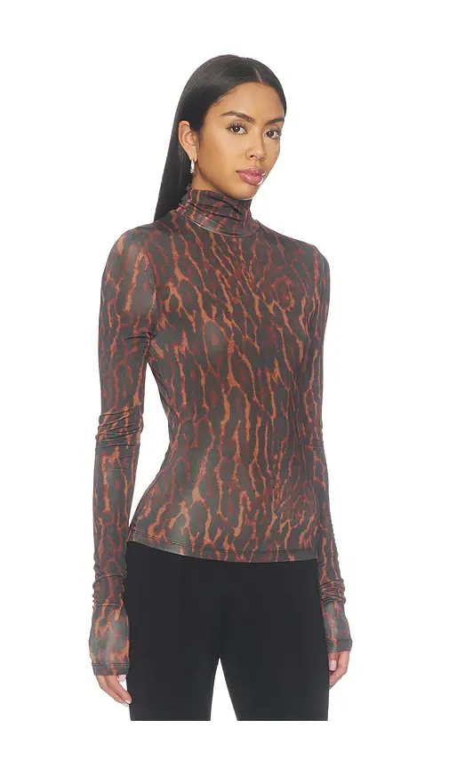 Ganni Printed Shiny Jersey Turtleneck Top | Thumbnail 2 Ganni Printed Shiny Jersey Turtleneck Top | Thumbnail 2