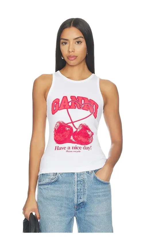 Compact Rib Jersey Tank Cherry Compact Rib Jersey Tank Cherry