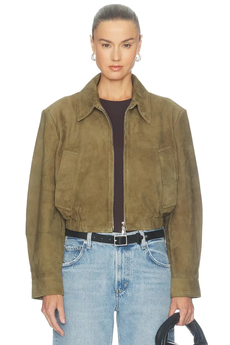 AGOLDE Nahla Cropped Suede Jacket