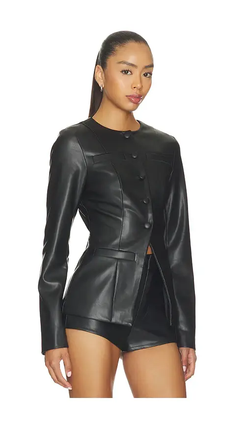 ALL THE WAYS Vandellia Faux Leather Blazer | Thumbnail 2