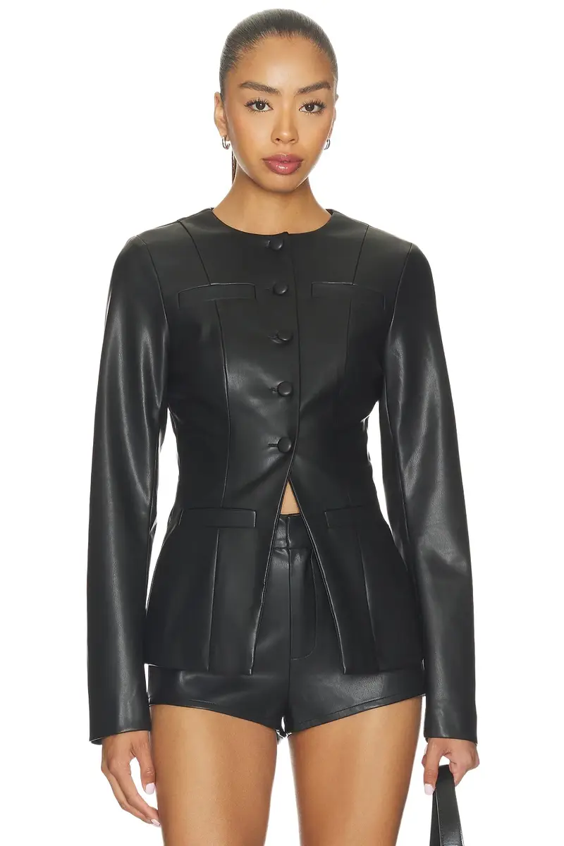 ALL THE WAYS Vandellia Faux Leather Blazer