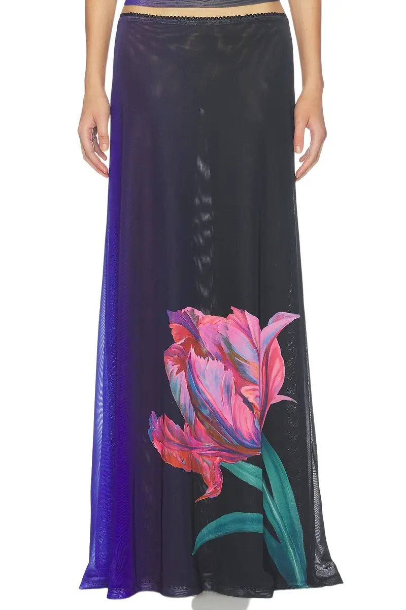 With Harper Lu Mesh Maxi Skirt