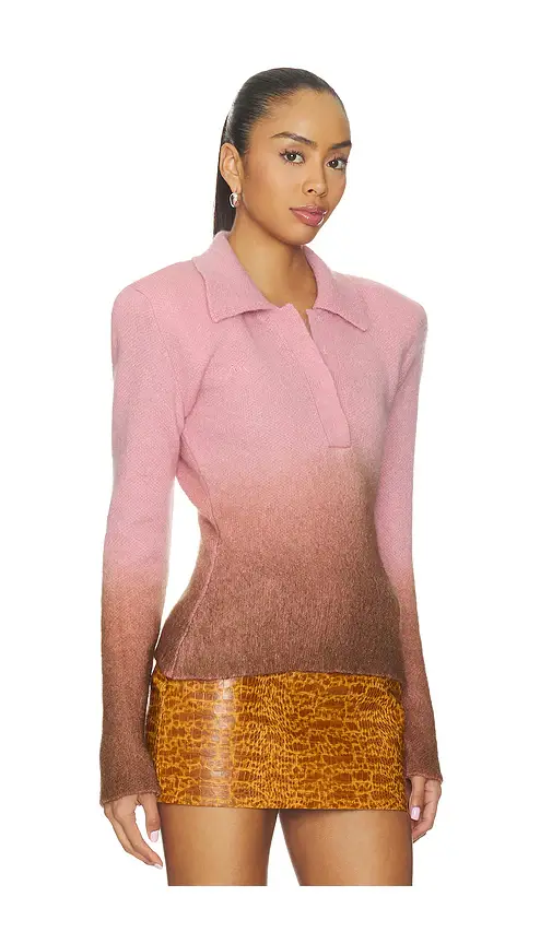 Rowen Rose Long Sleeve Polo Top | Thumbnail 2
