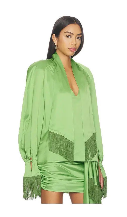 Rowen Rose Long Sleeve Fringe Top | Thumbnail 2
